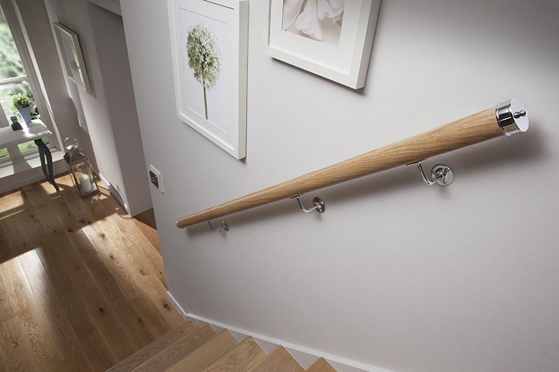 Wall Mounted Handrails, Wooden Stair Handrails Uk