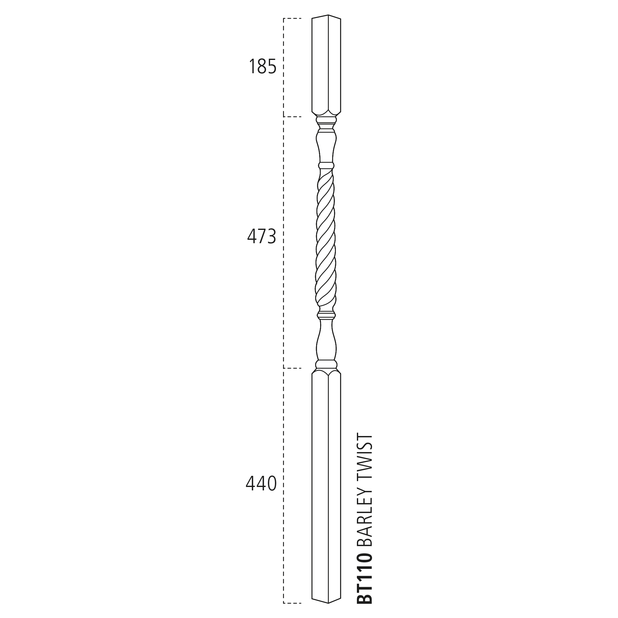 Cheshire Mouldings Benchmark Barley Twist Spindle in Pine and Oak