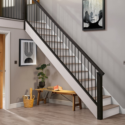 Ready-to-paint pine with Iron straight spindles