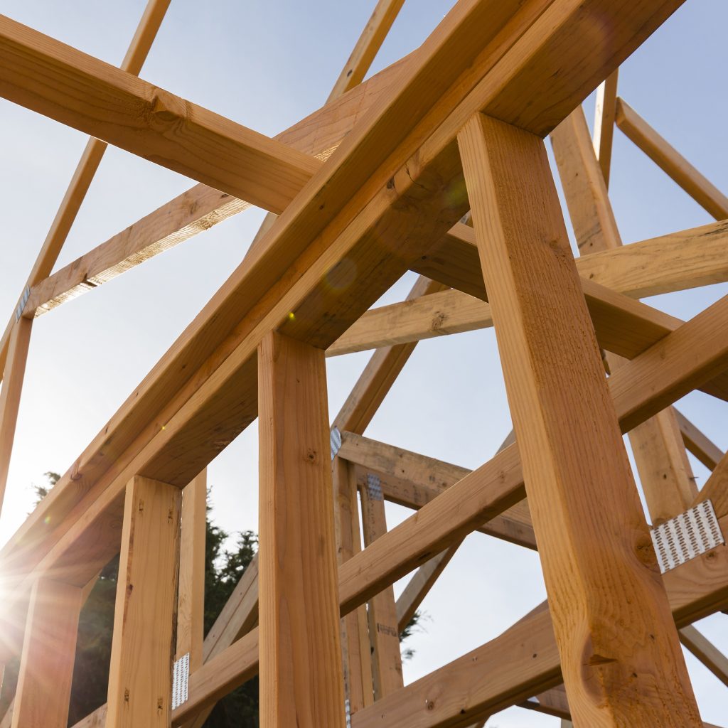 roof trusses of new home construction